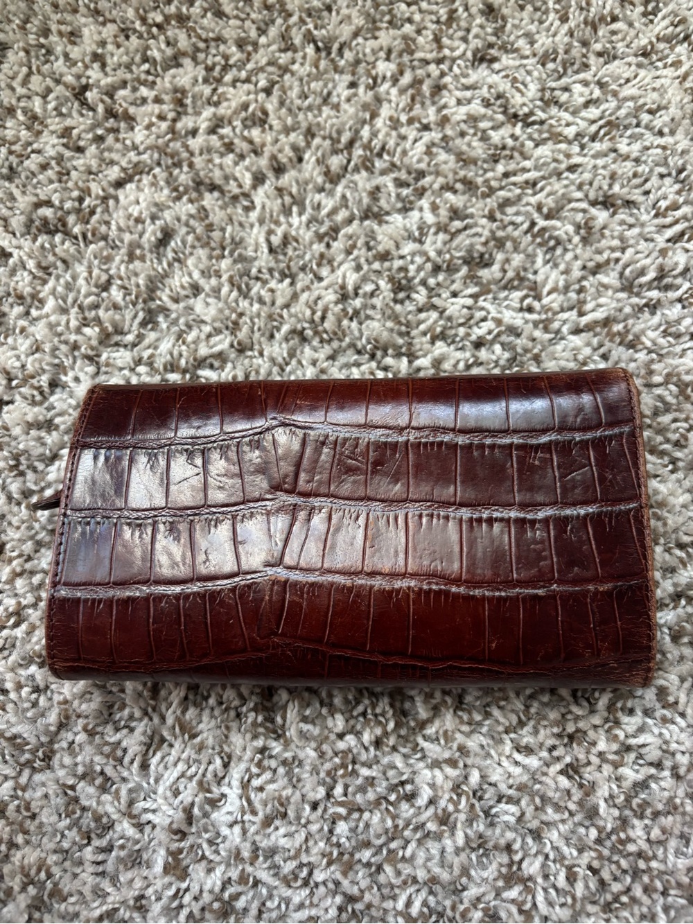 Brighton Croc-Embossed Burgundy Wallet with Silver Heart Accent - Picture 3 of 4
